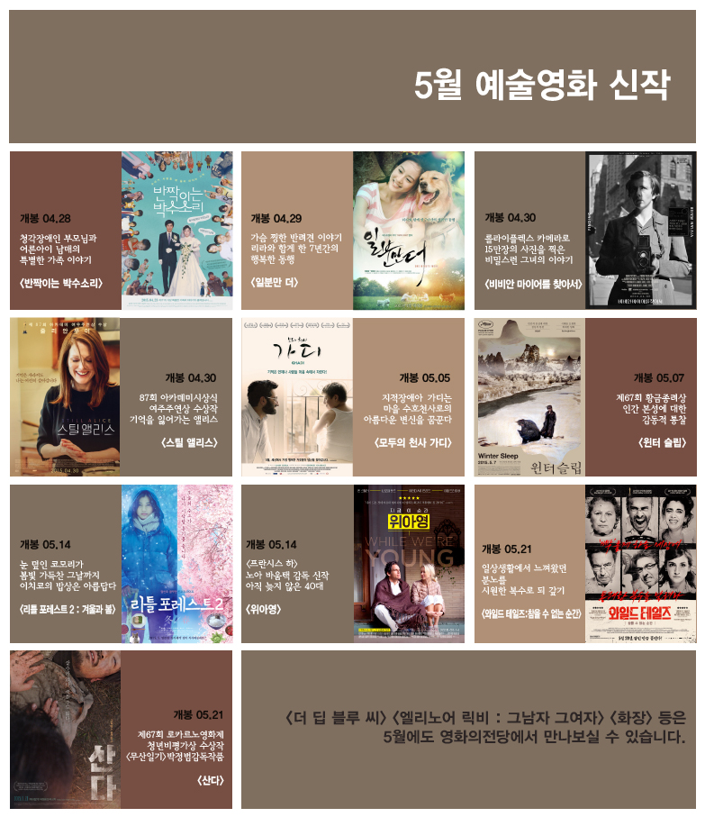 5월 예술영화 상영작 포스터 모음