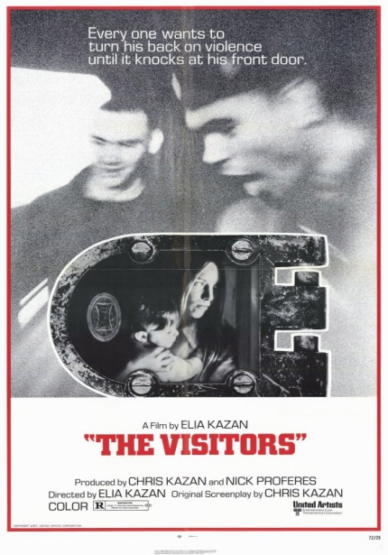 Every one wants to turn his back on violence until it knocks at his front door. A Film by ELIA KAZAN [THE VISITORS] Producted by CHRIS KAZAN and KICK PROFERES Directed by ELIA KAZAN Original Screenplay by CHRIS KAZAN COLOR