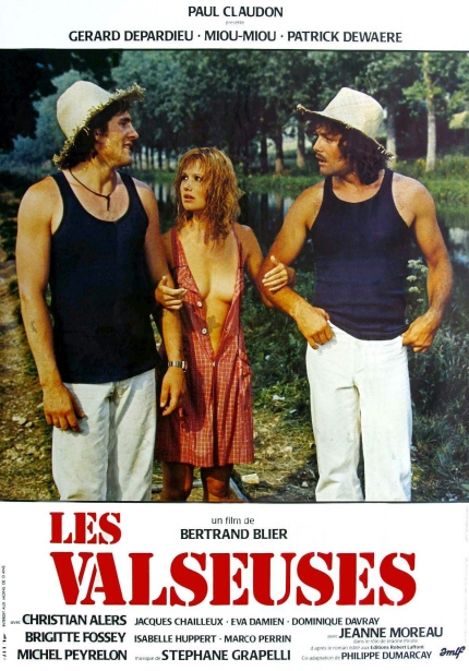 PAUL CLAUDON, GERARD DEPARDIEU·MIOU-MIOU·PATRICK DEWAERE/un film de BERTRAND BLIER LES VALSEUSES/CHRISTIAN ALERS/JACQUES CHILLEUX, EVA DAMIEN, DOMINIQUE DAVRAY, BRIGITTE FOSSEY, ISABLLE HUPPERT, MARCO PERRIN, JEANNE MOREAU, MICHEL PEYRELON, STEPHANE GRAPELLI, PHILIPPE DUMARCAY